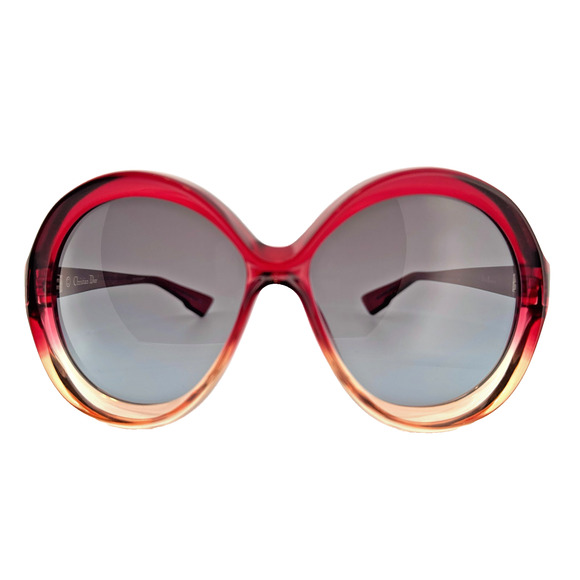 Dior Sunglasses Bianca OT5I7 Burgundy Pink Round Frame Gray Petrol Lens NEW main image 13